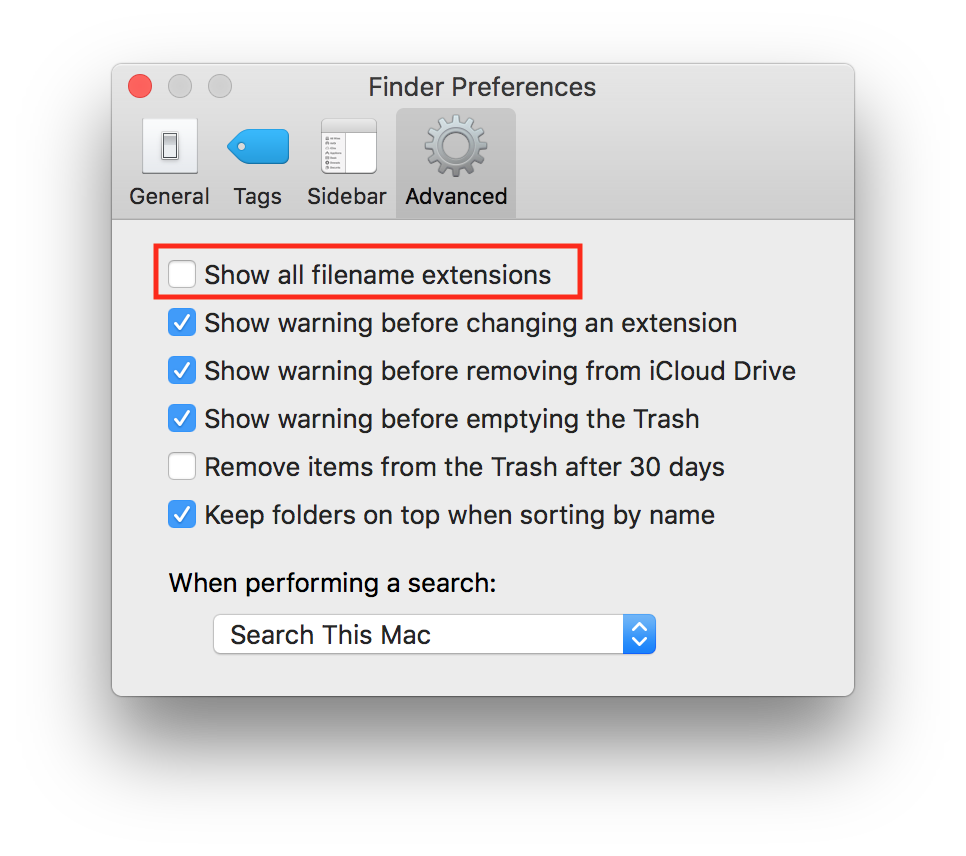 Finder settings