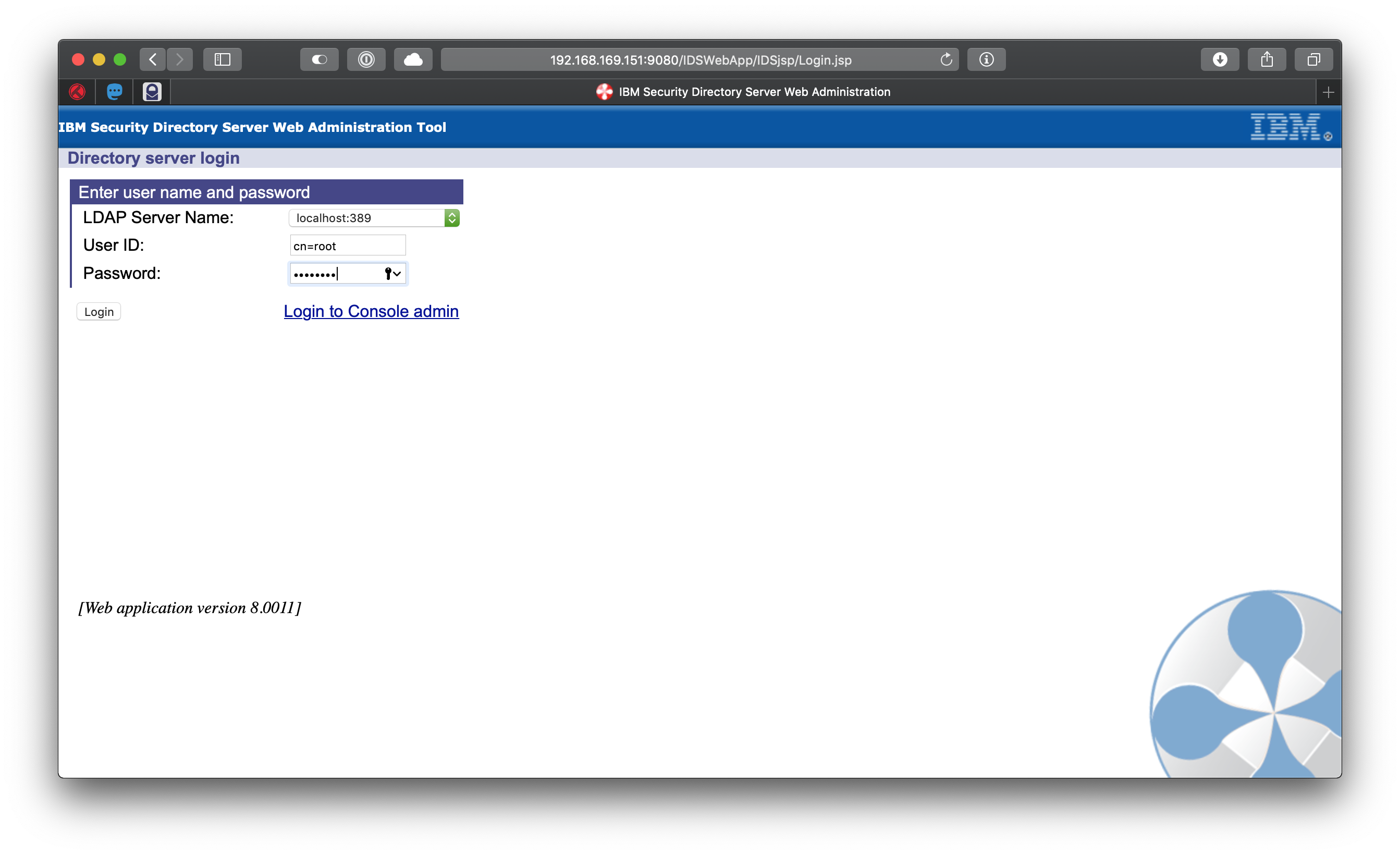 Log in to LDAP server