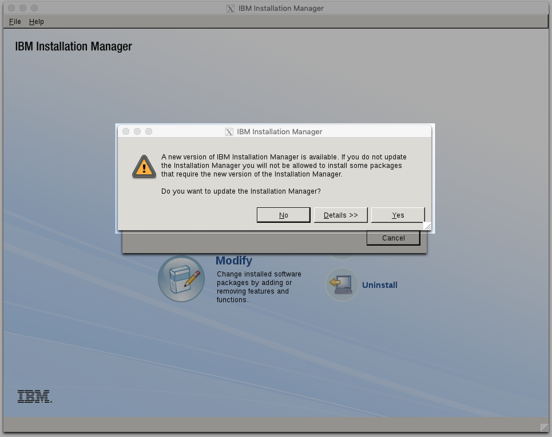 Updating Installation Manager