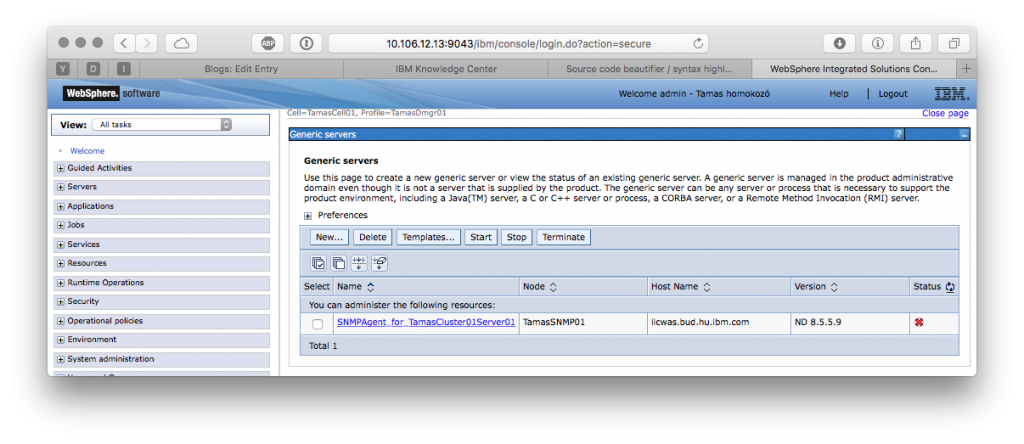 WebSphere Applicaion Server SNMP Agent profile configuration