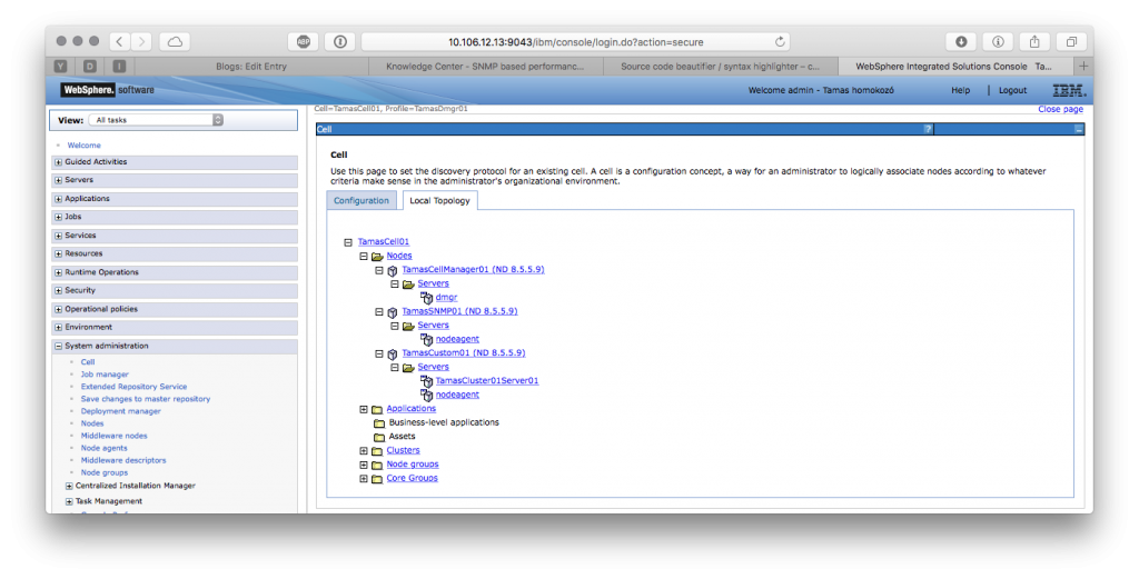 WebSphere Application Server cell topology